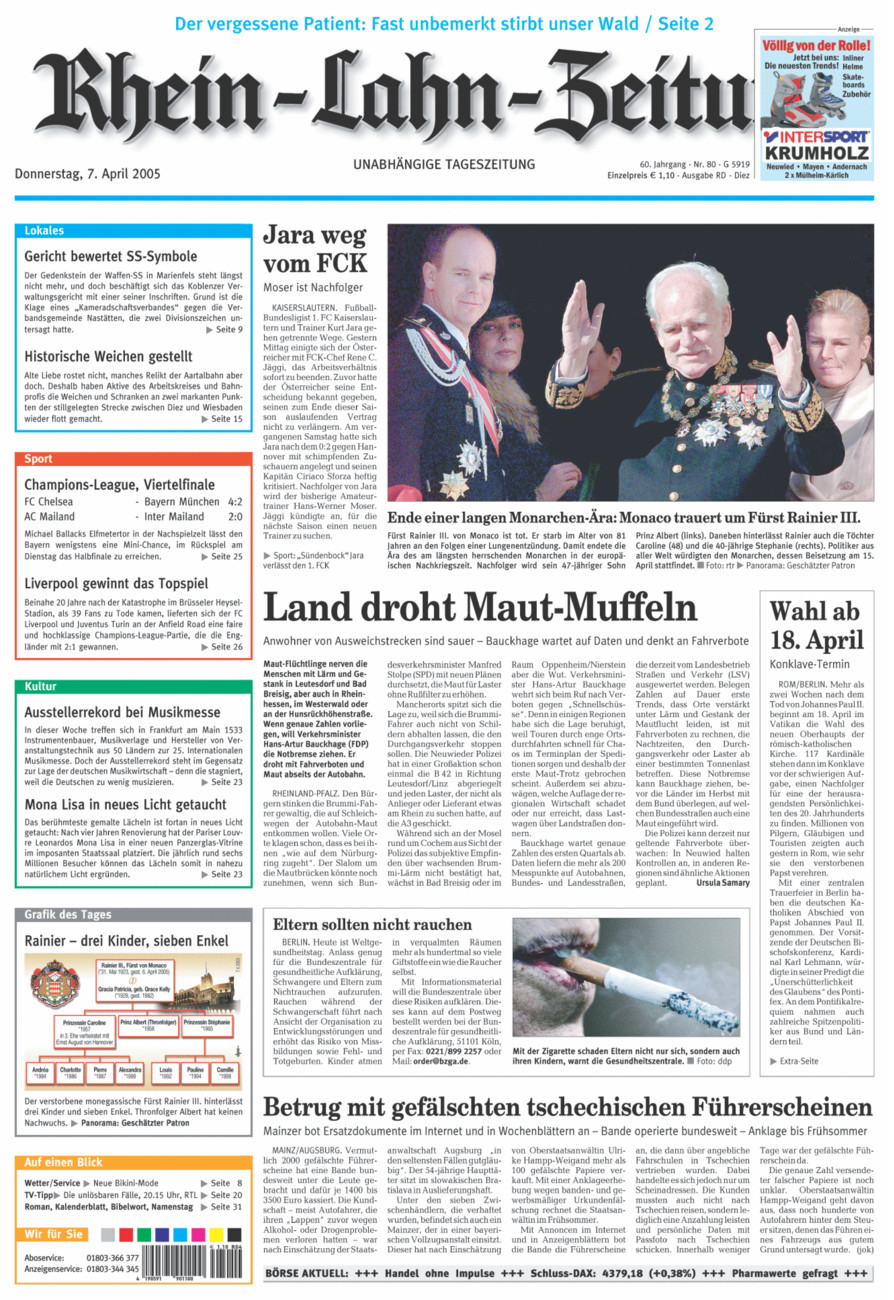 Rhein-Lahn-Zeitung Diez (Archiv) vom Donnerstag, 07.04.2005