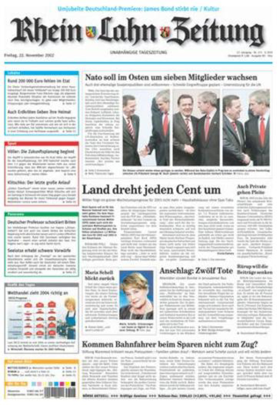 Rhein-Lahn-Zeitung Diez (Archiv) vom Freitag, 22.11.2002