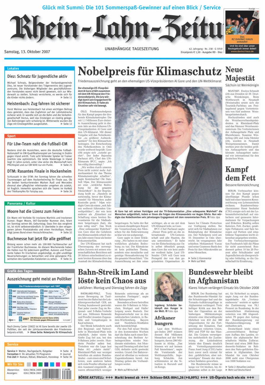 Rhein-Lahn-Zeitung Diez (Archiv) vom Samstag, 13.10.2007