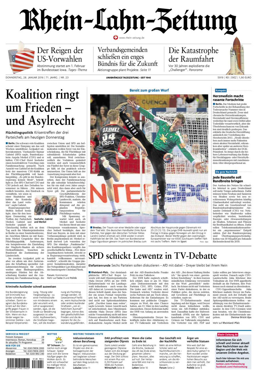 Rhein-Lahn-Zeitung Diez (Archiv) vom Donnerstag, 28.01.2016