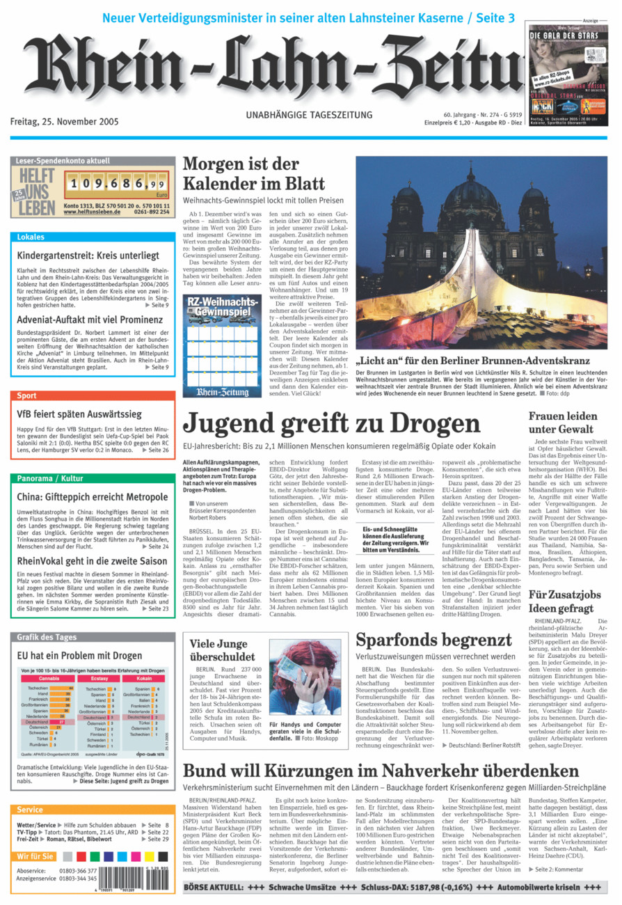 Rhein-Lahn-Zeitung Diez (Archiv) vom Freitag, 25.11.2005