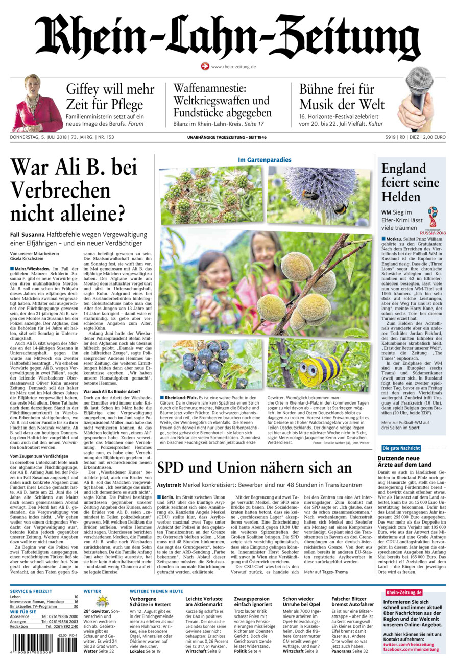 Rhein-Lahn-Zeitung Diez (Archiv) vom Donnerstag, 05.07.2018