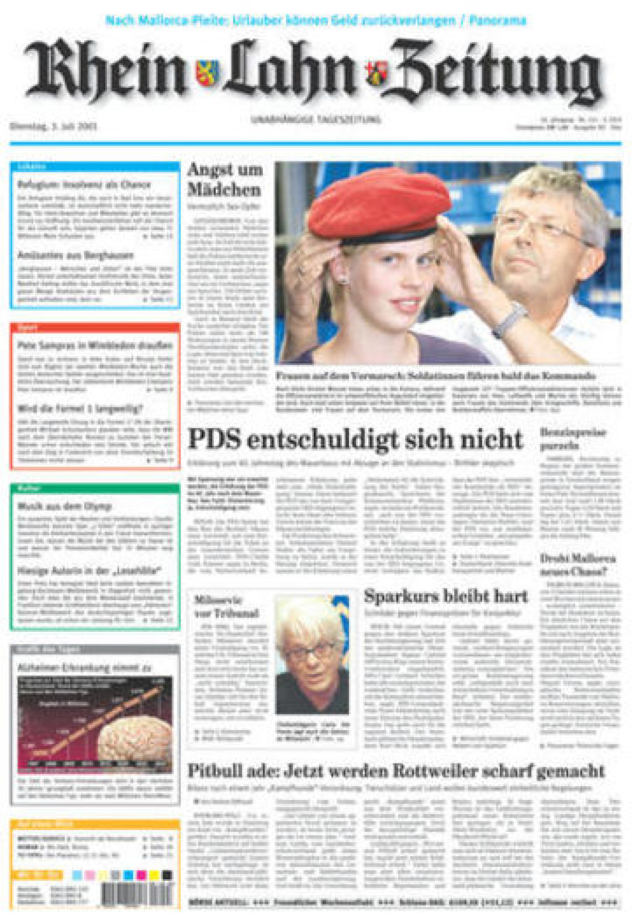 Rhein-Lahn-Zeitung Diez (Archiv) vom Dienstag, 03.07.2001