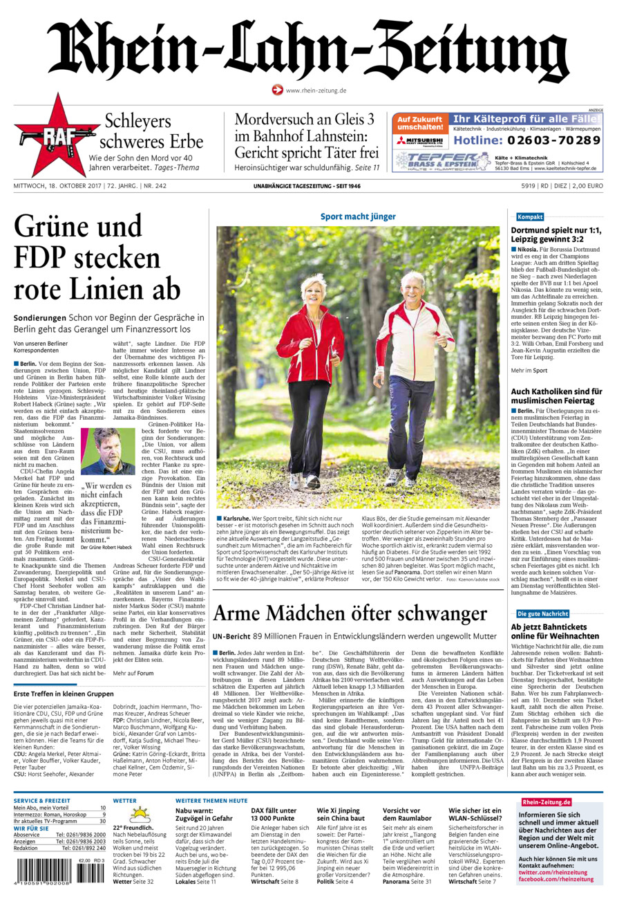 Rhein-Lahn-Zeitung Diez (Archiv) vom Mittwoch, 18.10.2017