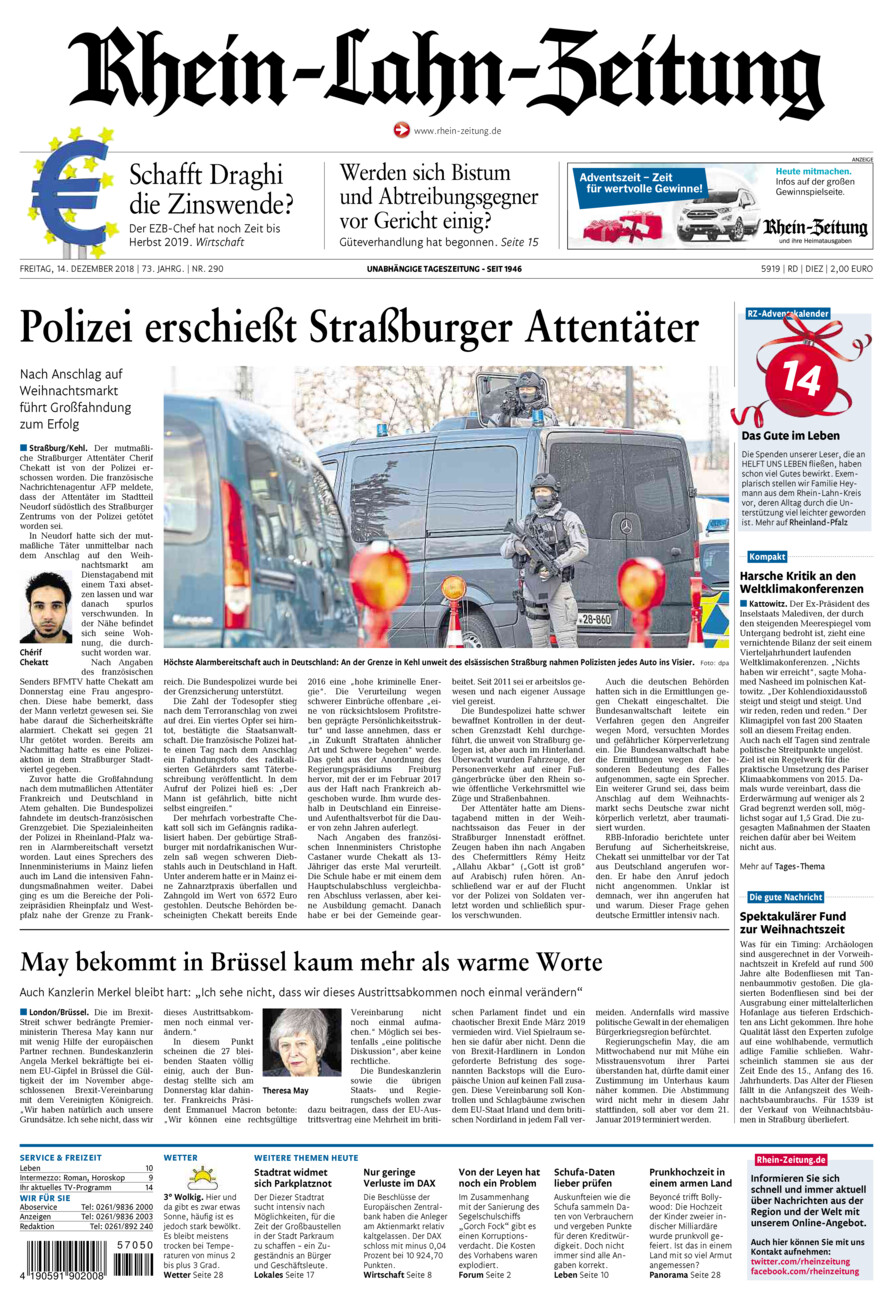 Rhein-Lahn-Zeitung Diez (Archiv) vom Freitag, 14.12.2018