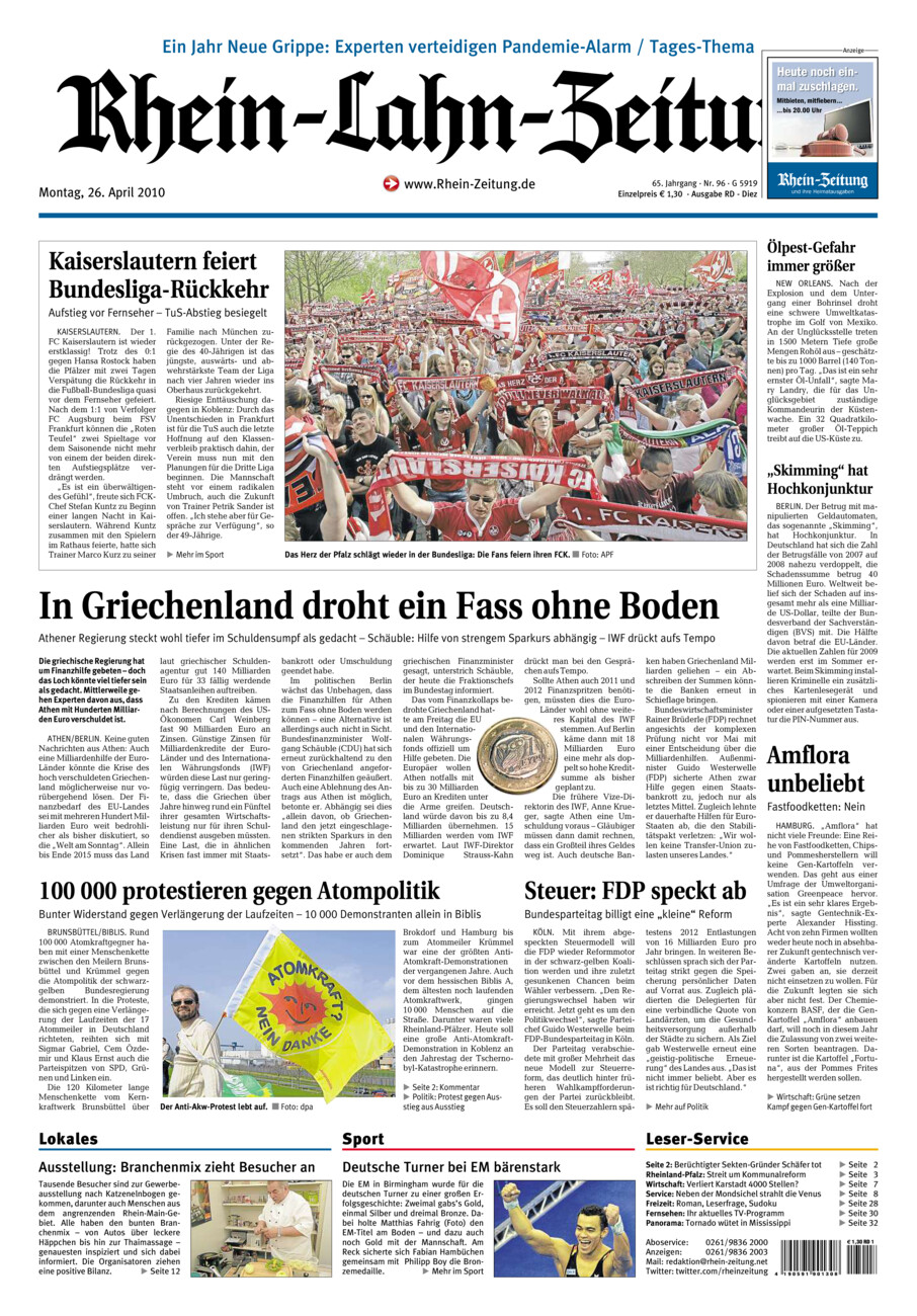 Rhein-Lahn-Zeitung Diez (Archiv) vom Montag, 26.04.2010