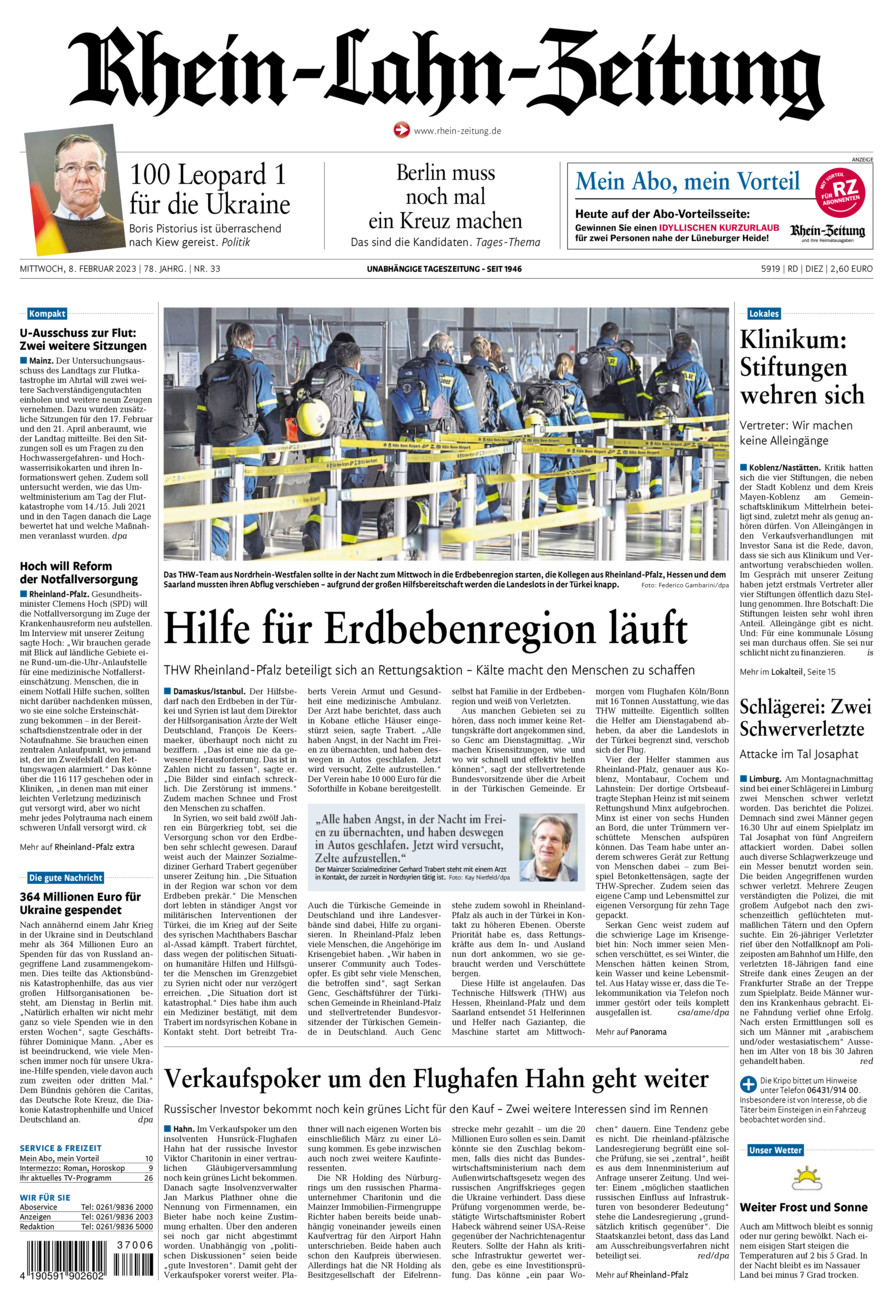 Rhein-Lahn-Zeitung Diez (Archiv) vom Mittwoch, 08.02.2023
