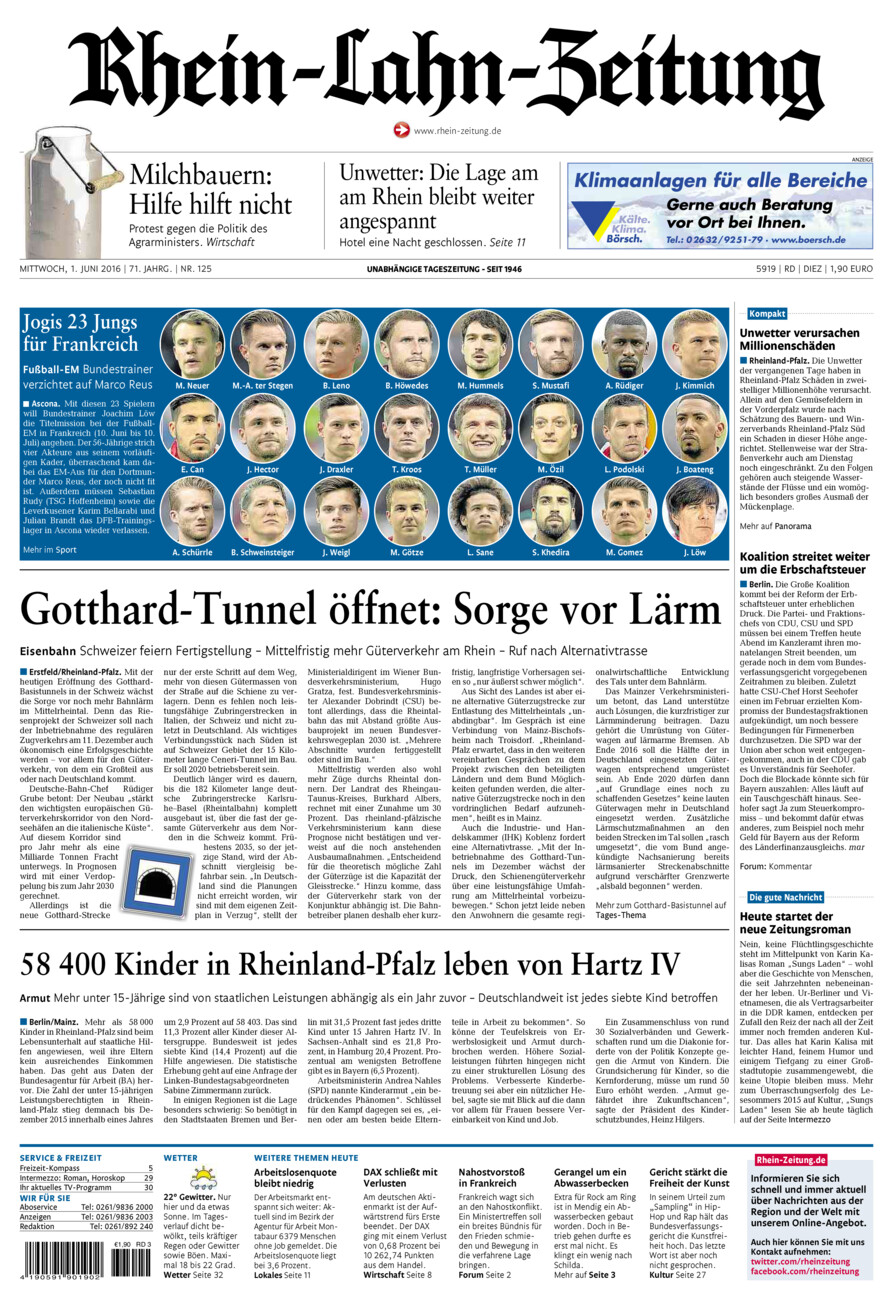 Rhein-Lahn-Zeitung Diez (Archiv) vom Mittwoch, 01.06.2016