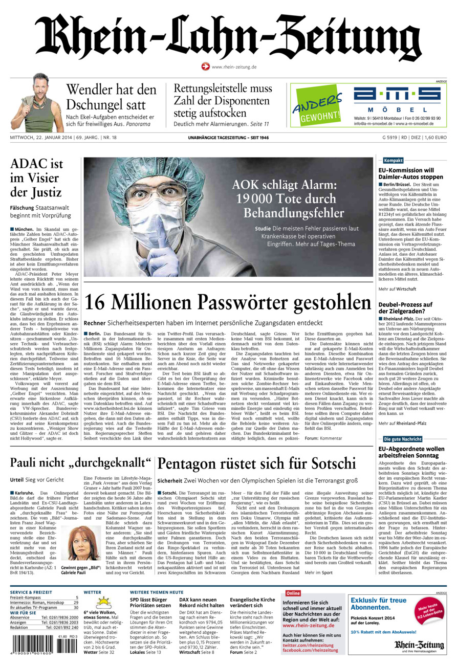 Rhein-Lahn-Zeitung Diez (Archiv) vom Mittwoch, 22.01.2014