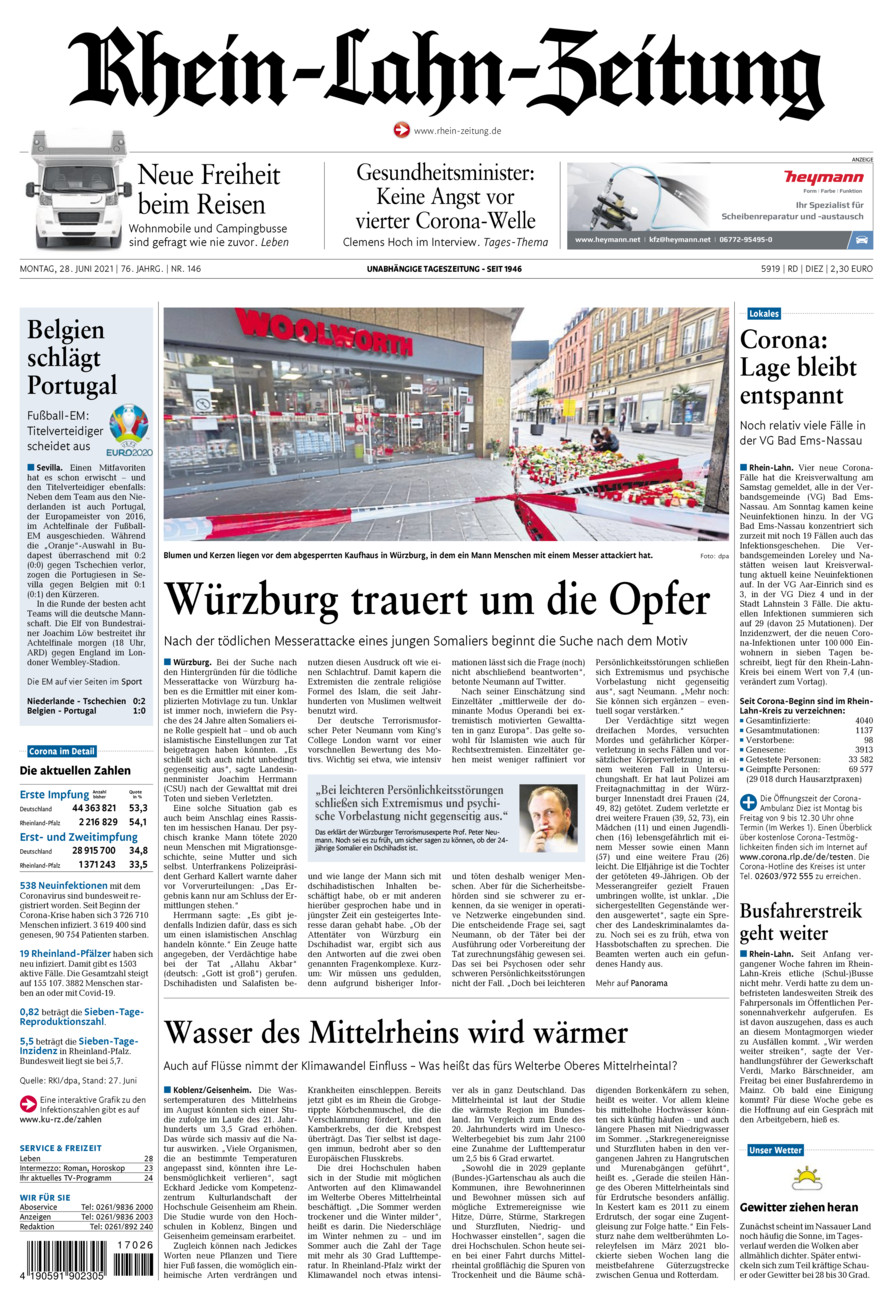 Rhein-Lahn-Zeitung Diez (Archiv) vom Montag, 28.06.2021