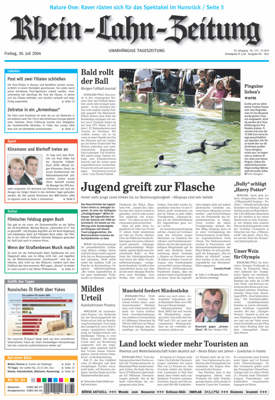 Rhein-Lahn-Zeitung Diez (Archiv) vom Freitag, 30.07.2004