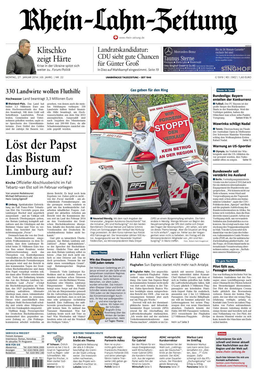 Rhein-Lahn-Zeitung Diez (Archiv) vom Montag, 27.01.2014