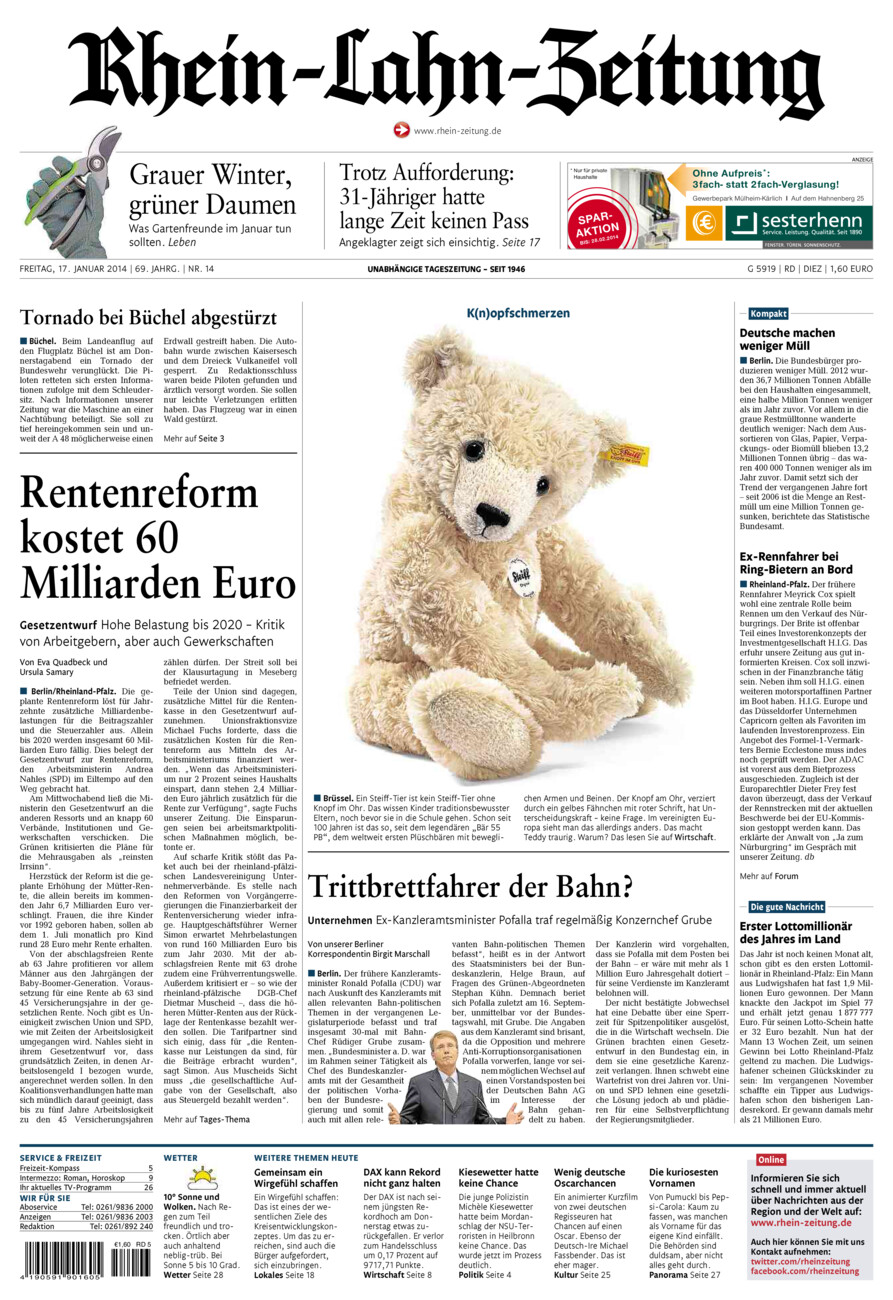 Rhein-Lahn-Zeitung Diez (Archiv) vom Freitag, 17.01.2014