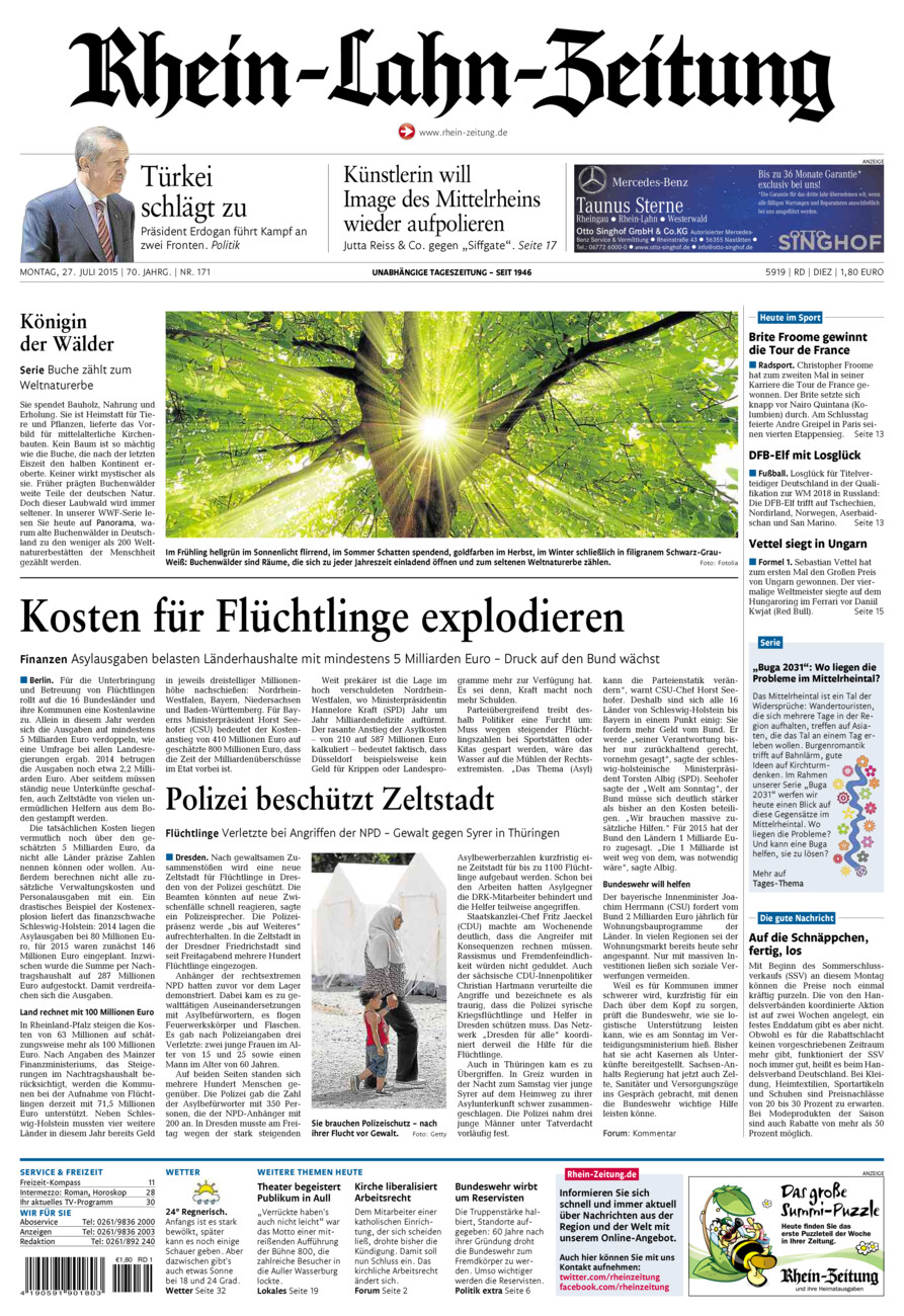 Rhein-Lahn-Zeitung Diez (Archiv) vom Montag, 27.07.2015