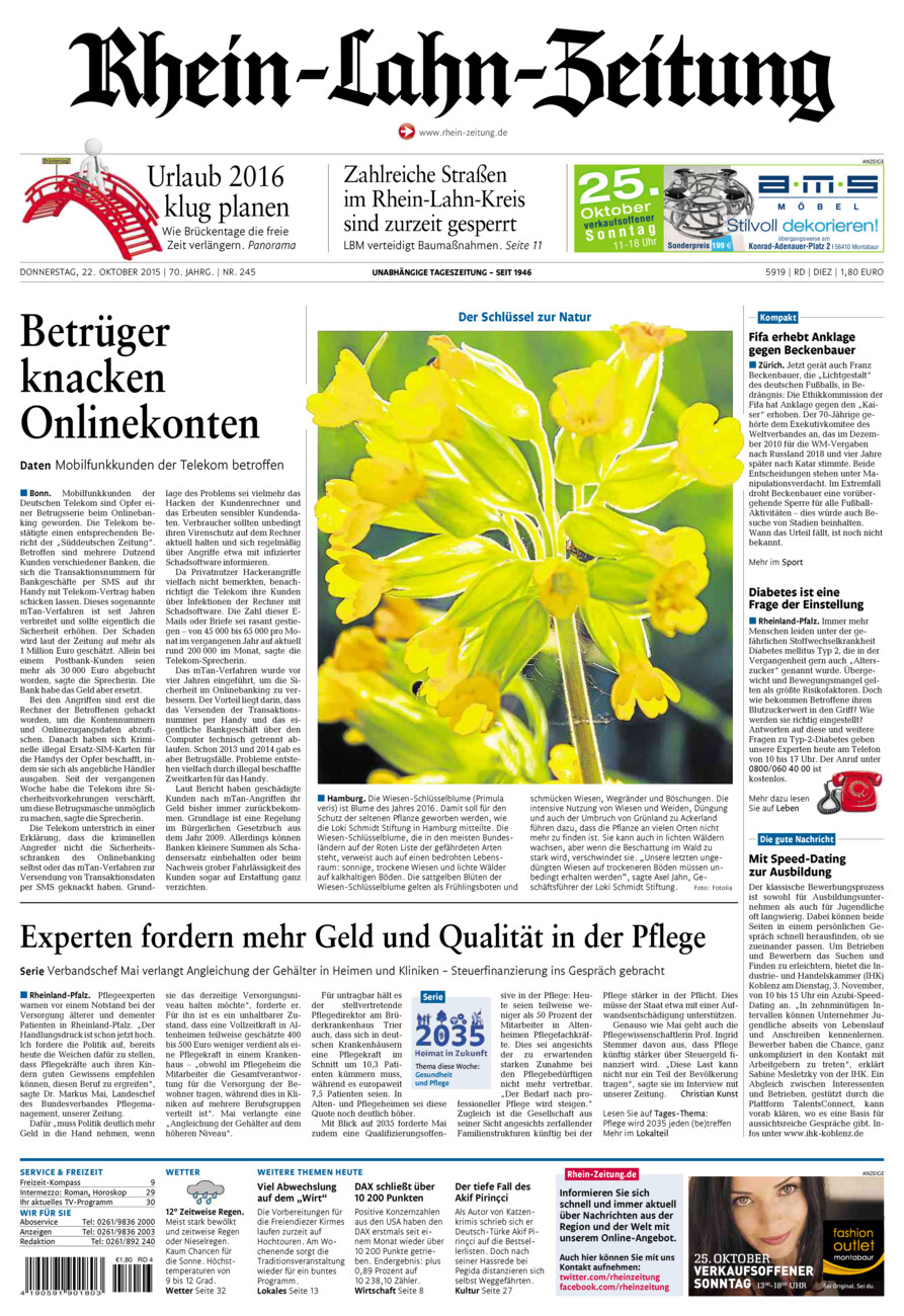 Rhein-Lahn-Zeitung Diez (Archiv) vom Donnerstag, 22.10.2015