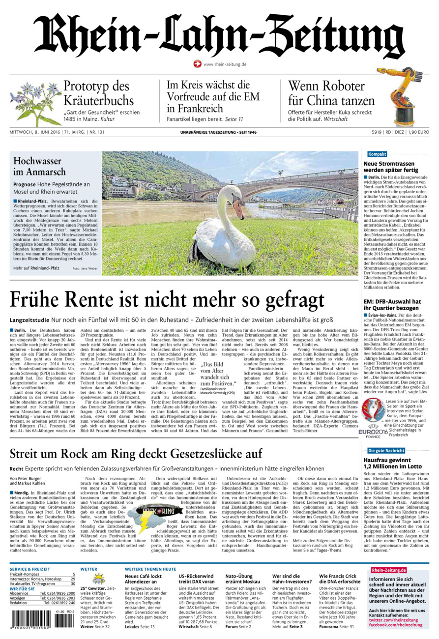 Rhein-Lahn-Zeitung Diez (Archiv) vom Mittwoch, 08.06.2016