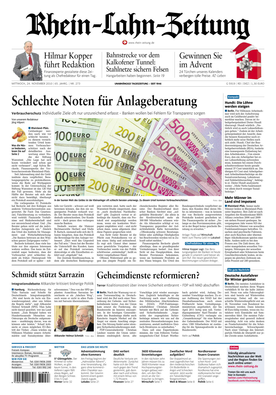 Rhein-Lahn-Zeitung Diez (Archiv) vom Mittwoch, 24.11.2010