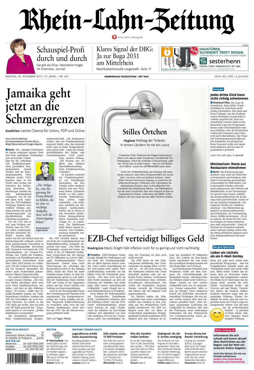 Rhein-Lahn-Zeitung Diez (Archiv) vom Samstag, 18.11.2017