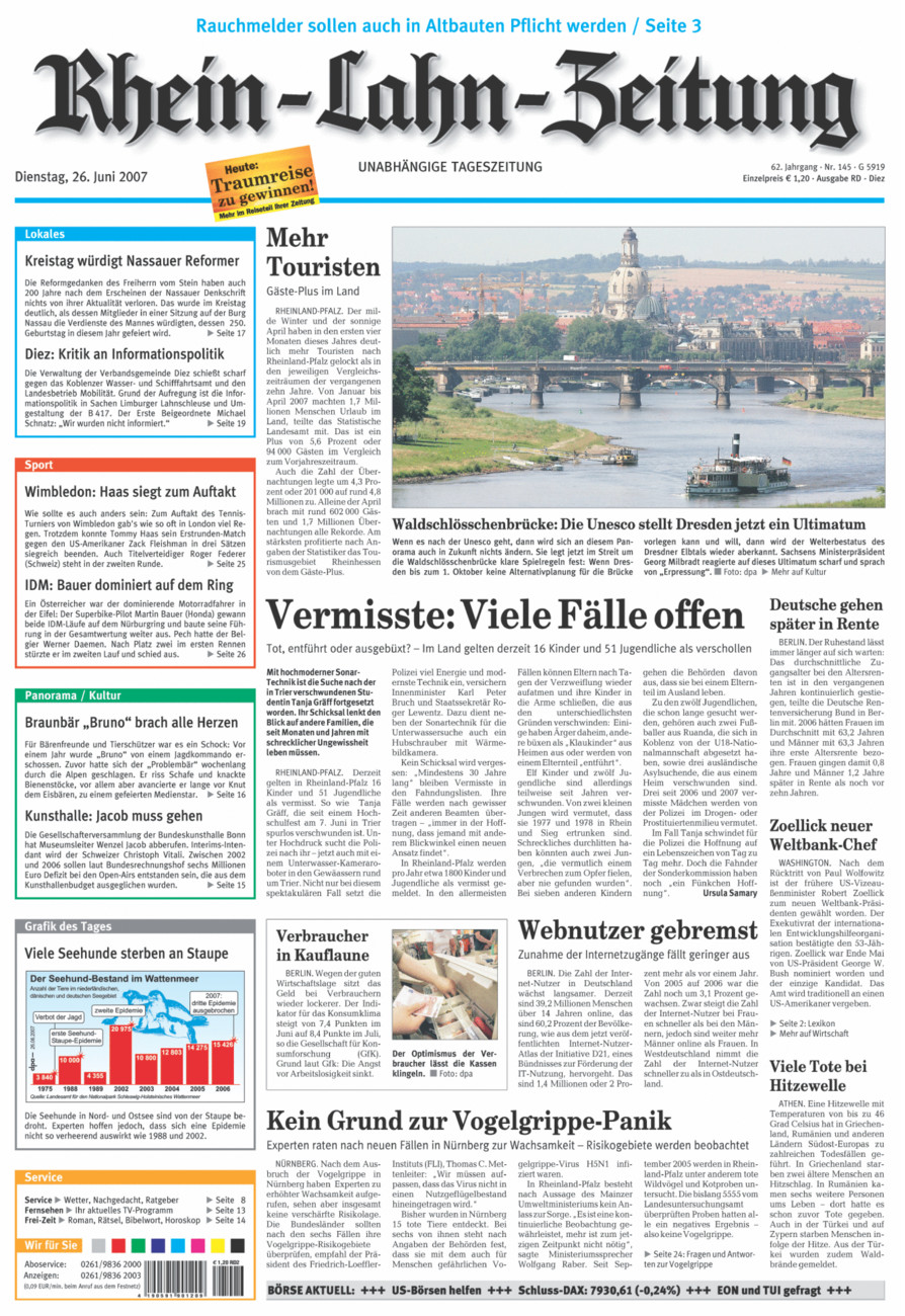 Rhein-Lahn-Zeitung Diez (Archiv) vom Dienstag, 26.06.2007
