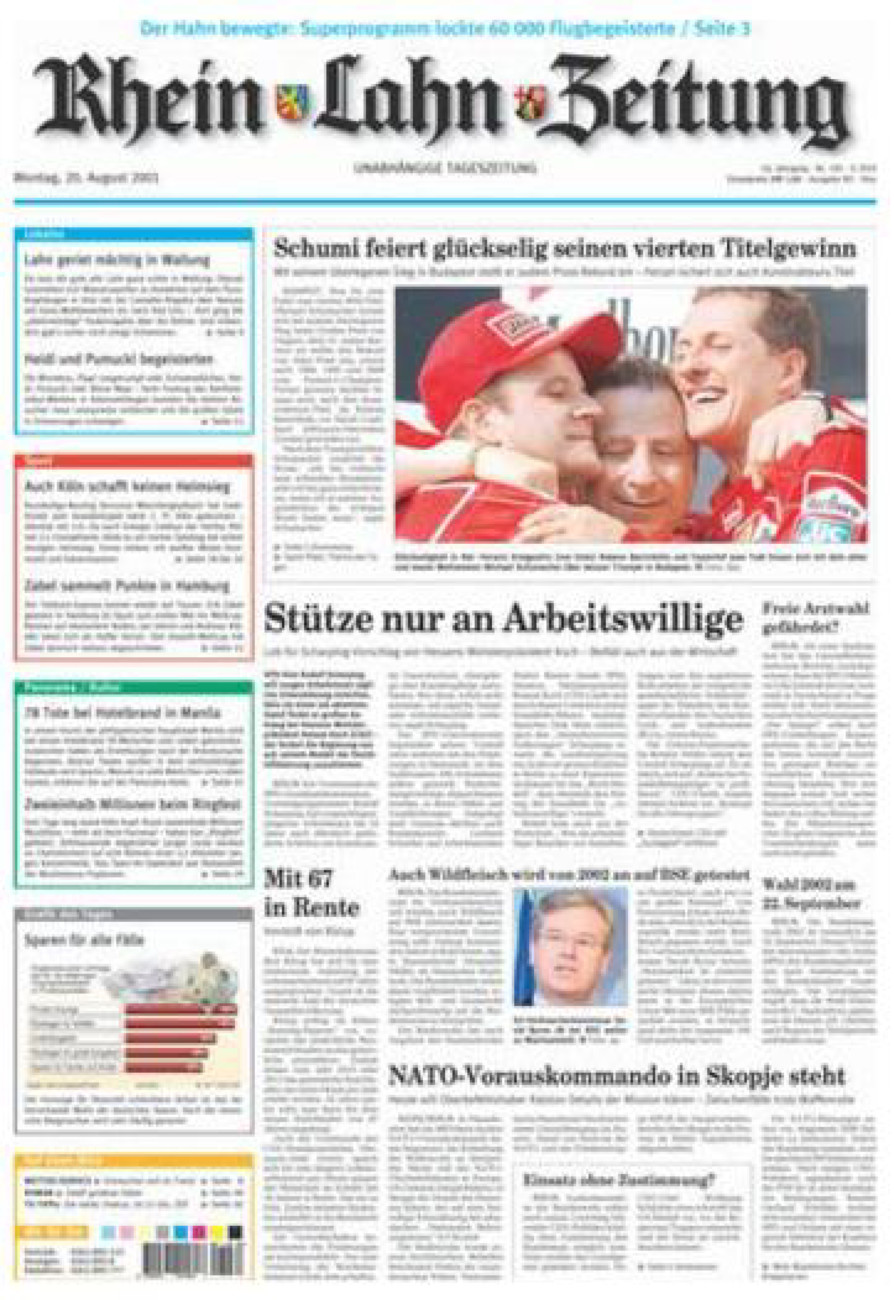 Rhein-Lahn-Zeitung Diez (Archiv) vom Montag, 20.08.2001