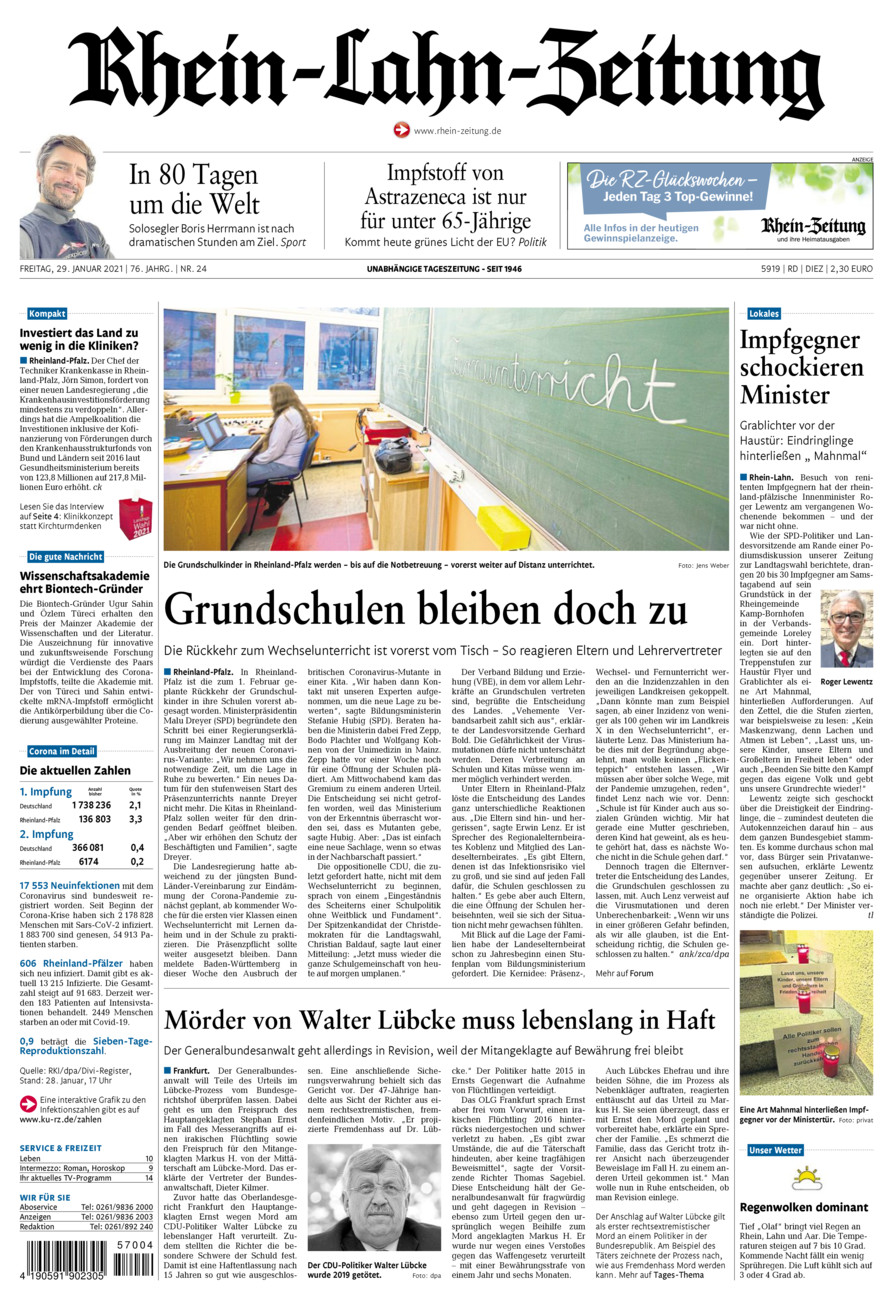 Rhein-Lahn-Zeitung Diez (Archiv) vom Freitag, 29.01.2021