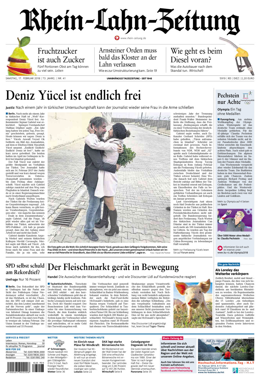 Rhein-Lahn-Zeitung Diez (Archiv) vom Samstag, 17.02.2018