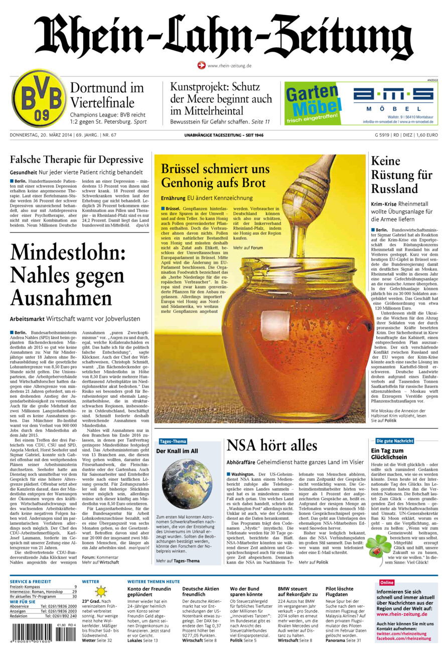 Rhein-Lahn-Zeitung Diez (Archiv) vom Donnerstag, 20.03.2014