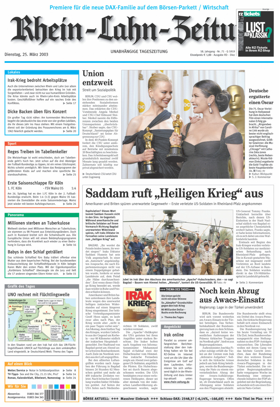 Rhein-Lahn-Zeitung Diez (Archiv) vom Dienstag, 25.03.2003