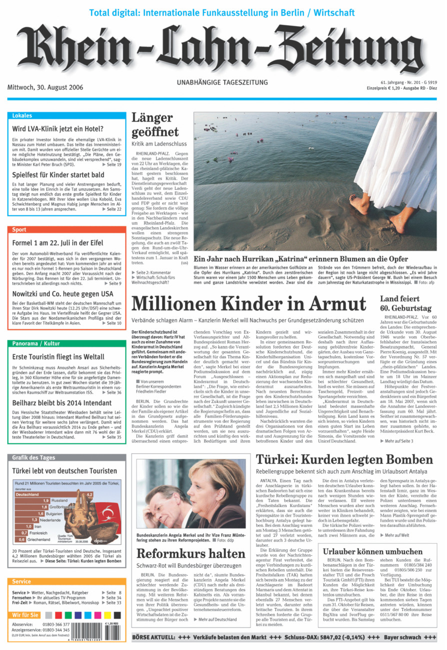 Rhein-Lahn-Zeitung Diez (Archiv) vom Mittwoch, 30.08.2006