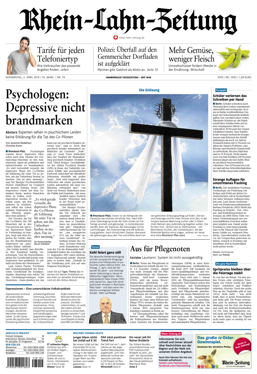 Rhein-Lahn-Zeitung Diez (Archiv) vom Donnerstag, 02.04.2015