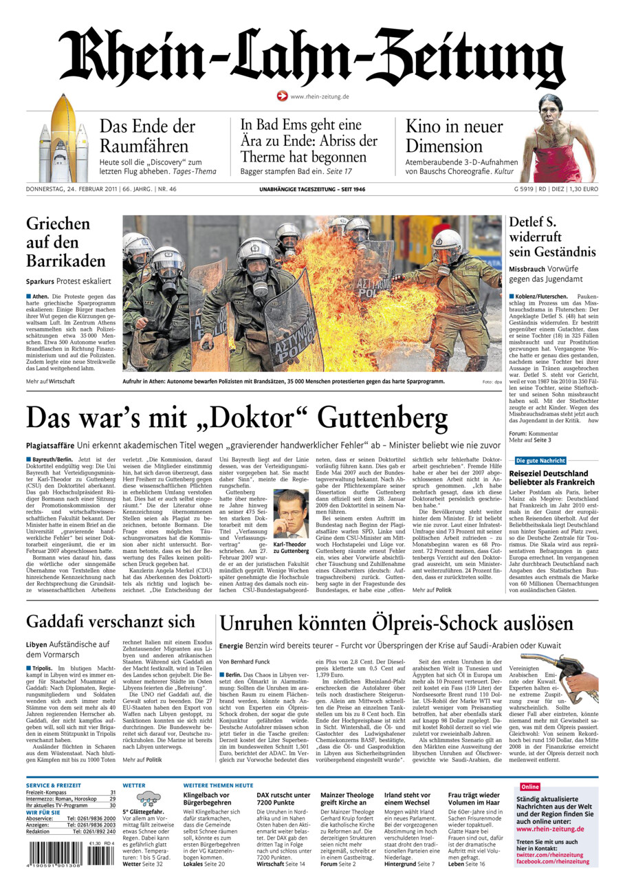 Rhein-Lahn-Zeitung Diez (Archiv) vom Donnerstag, 24.02.2011