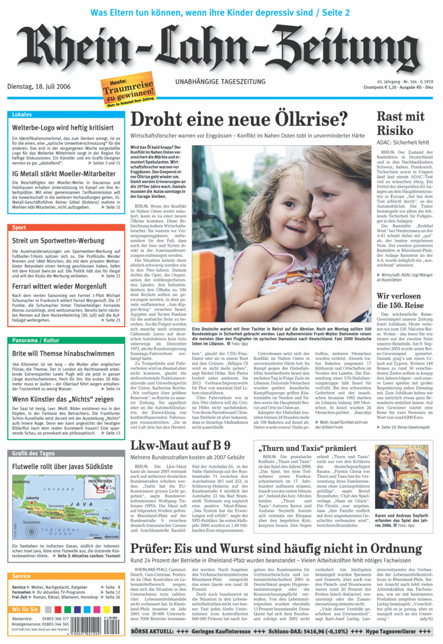 Rhein-Lahn-Zeitung Diez (Archiv) vom Dienstag, 18.07.2006