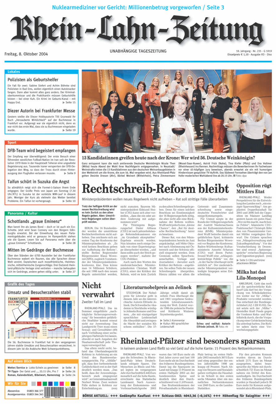 Rhein-Lahn-Zeitung Diez (Archiv) vom Freitag, 08.10.2004