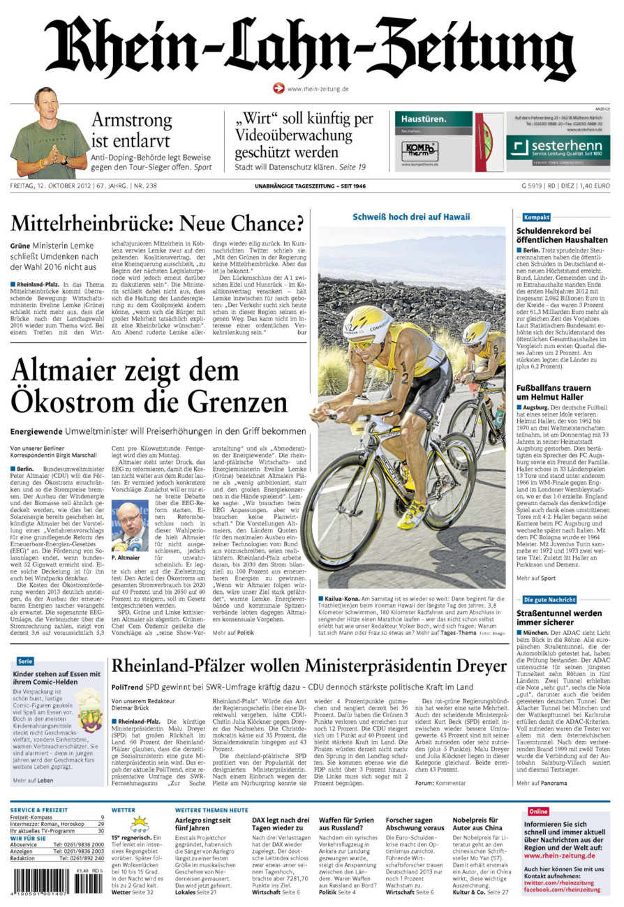 Rhein-Lahn-Zeitung Diez (Archiv) vom Freitag, 12.10.2012