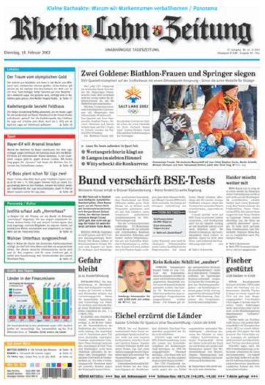 Rhein-Lahn-Zeitung Diez (Archiv) vom Dienstag, 19.02.2002