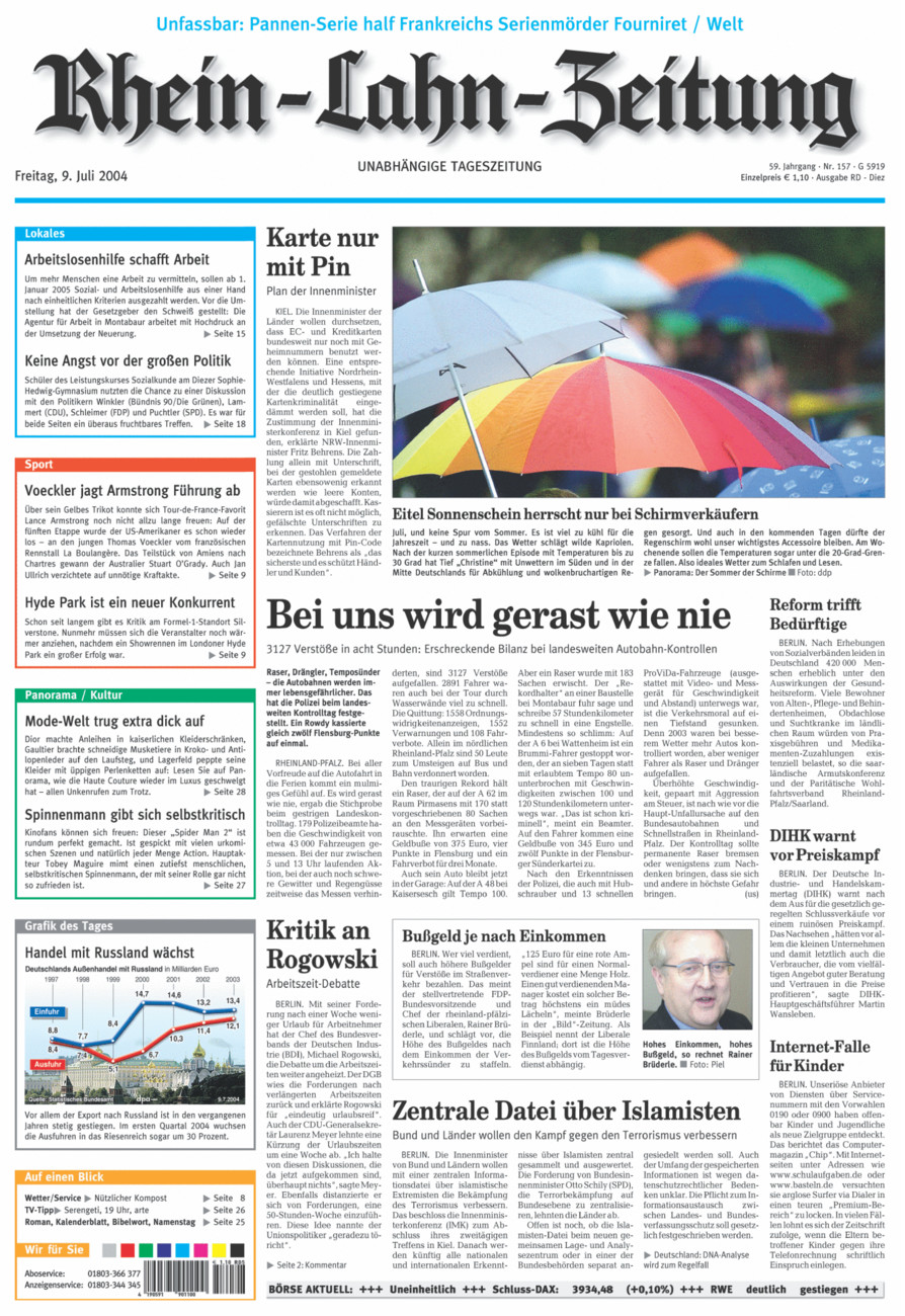 Rhein-Lahn-Zeitung Diez (Archiv) vom Freitag, 09.07.2004