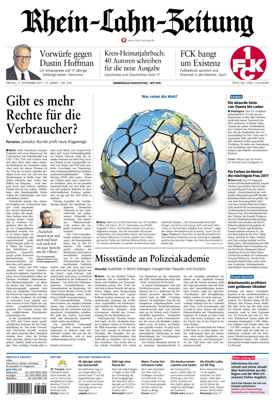 Rhein-Lahn-Zeitung Diez (Archiv) vom Freitag, 03.11.2017
