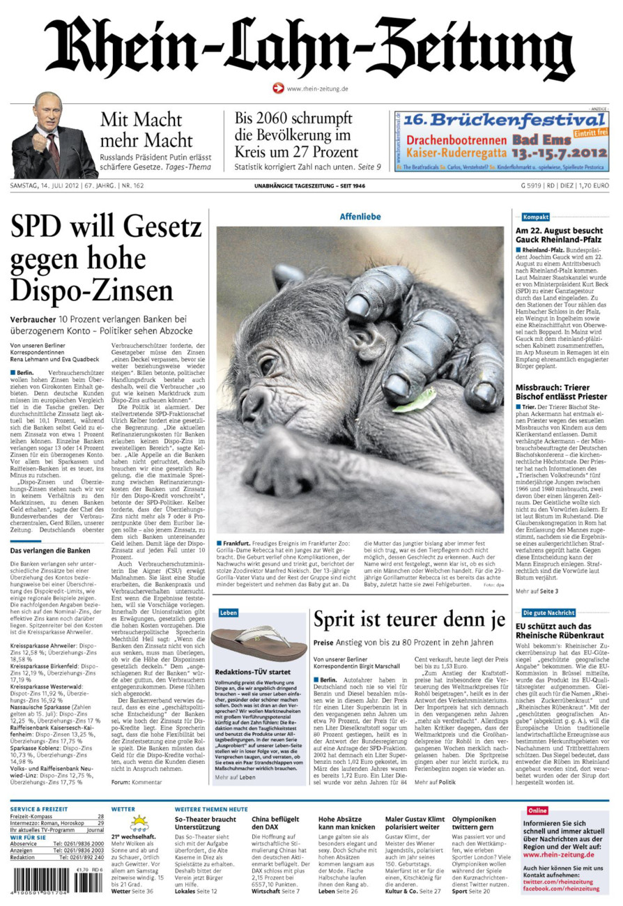 Rhein-Lahn-Zeitung Diez (Archiv) vom Samstag, 14.07.2012
