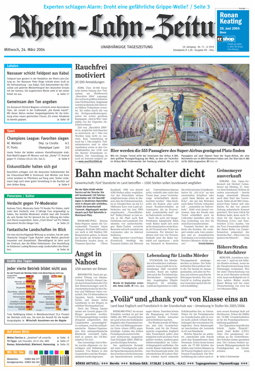 Rhein-Lahn-Zeitung Diez (Archiv) vom Mittwoch, 24.03.2004