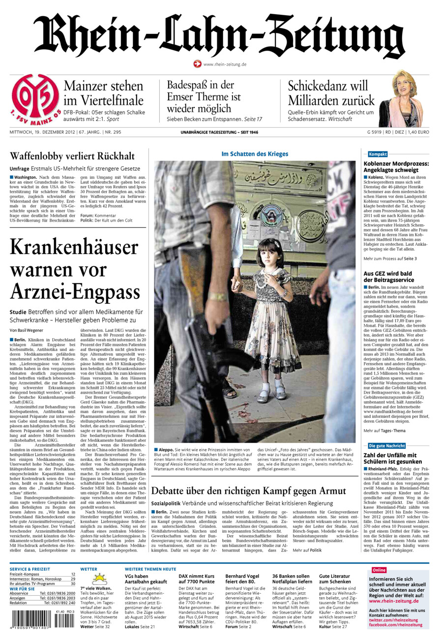 Rhein-Lahn-Zeitung Diez (Archiv) vom Mittwoch, 19.12.2012