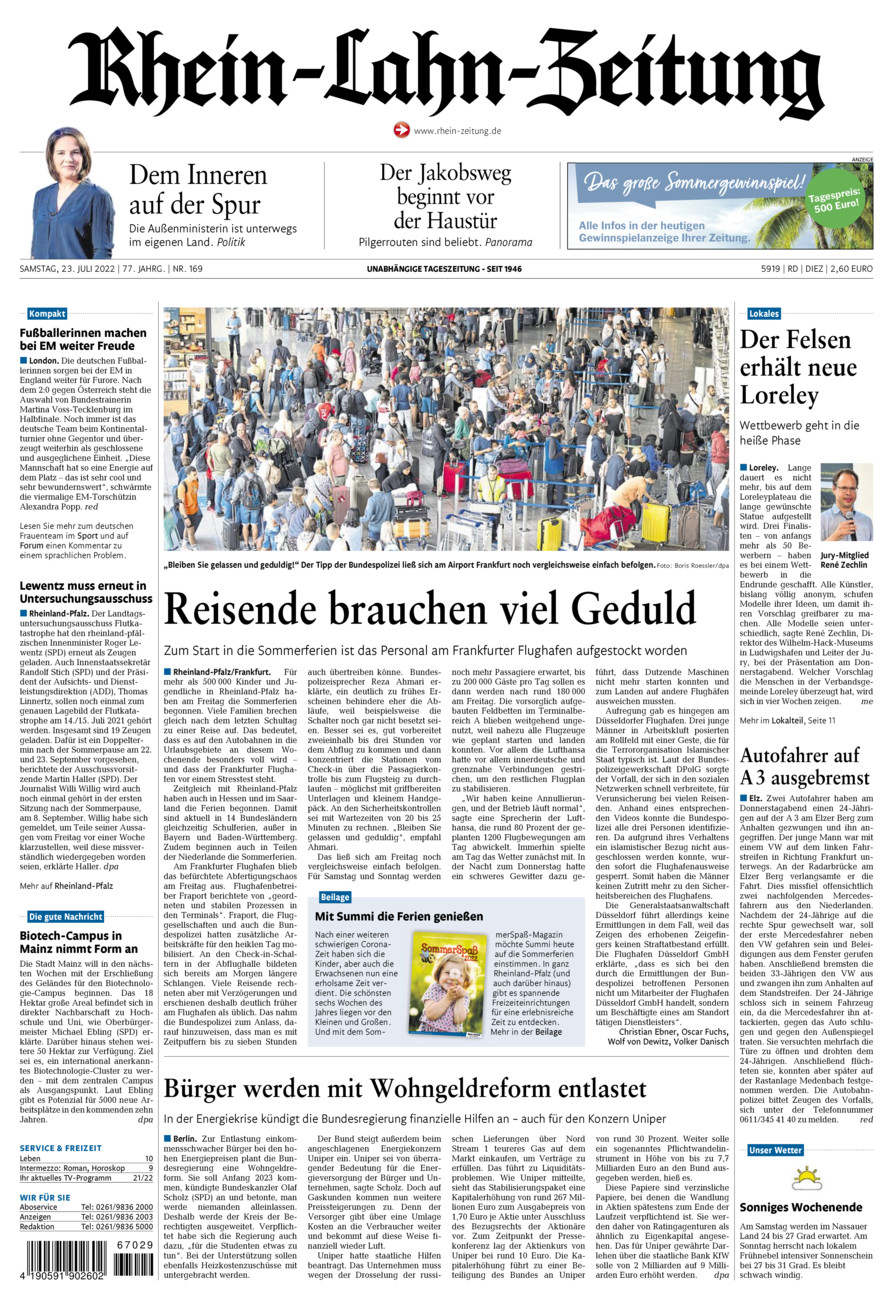 Rhein-Lahn-Zeitung Diez (Archiv) vom Samstag, 23.07.2022