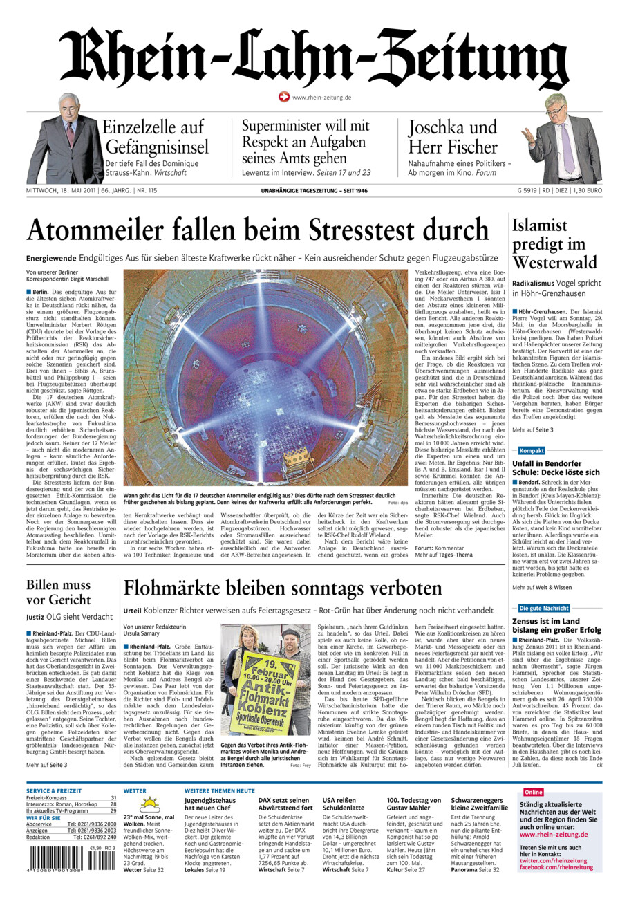 Rhein-Lahn-Zeitung Diez (Archiv) vom Mittwoch, 18.05.2011