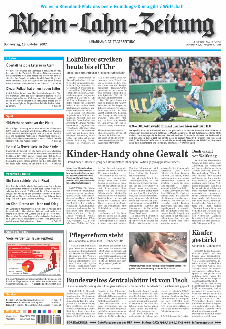Rhein-Lahn-Zeitung Diez (Archiv) vom Donnerstag, 18.10.2007