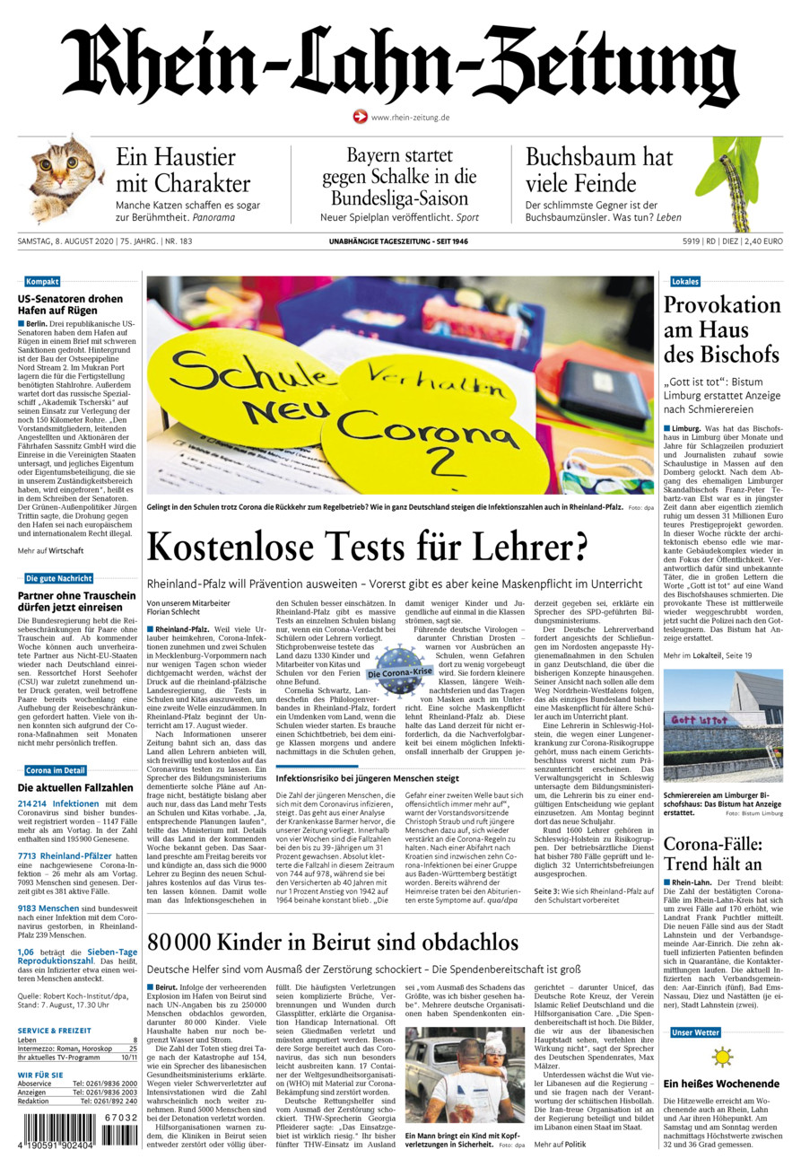 Rhein-Lahn-Zeitung Diez (Archiv) vom Samstag, 08.08.2020