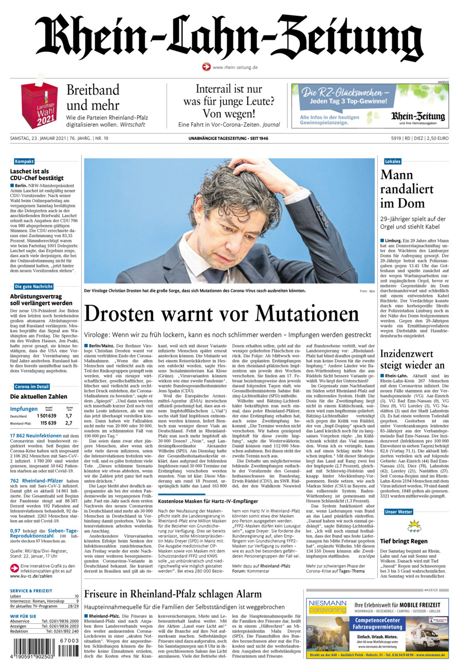 Rhein-Lahn-Zeitung Diez (Archiv) vom Samstag, 23.01.2021