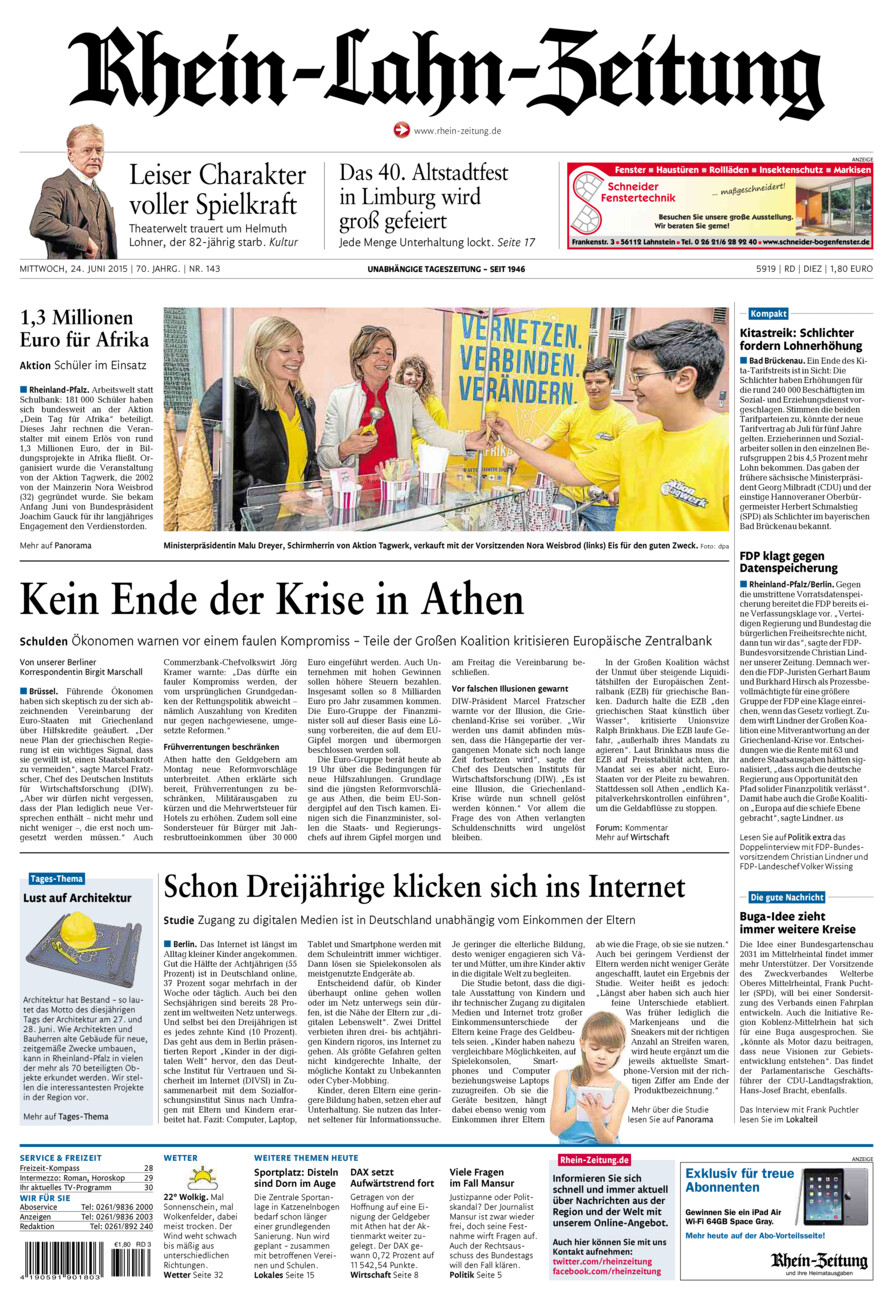 Rhein-Lahn-Zeitung Diez (Archiv) vom Mittwoch, 24.06.2015