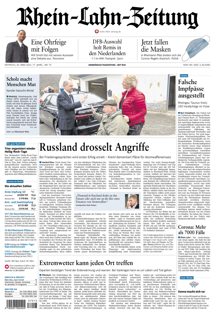 Rhein-Lahn-Zeitung Diez (Archiv) vom Mittwoch, 30.03.2022