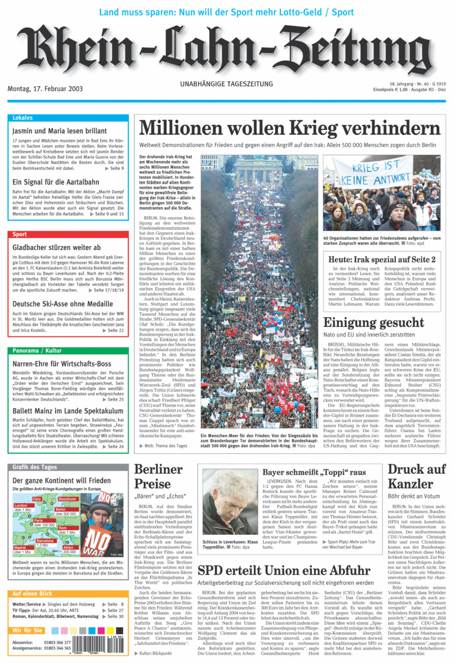 Rhein-Lahn-Zeitung Diez (Archiv) vom Montag, 17.02.2003