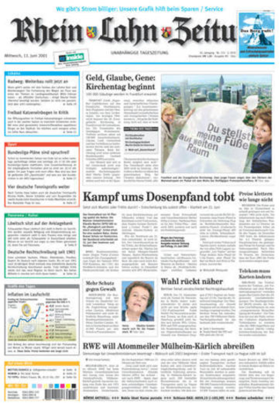 Rhein-Lahn-Zeitung Diez (Archiv) vom Mittwoch, 13.06.2001