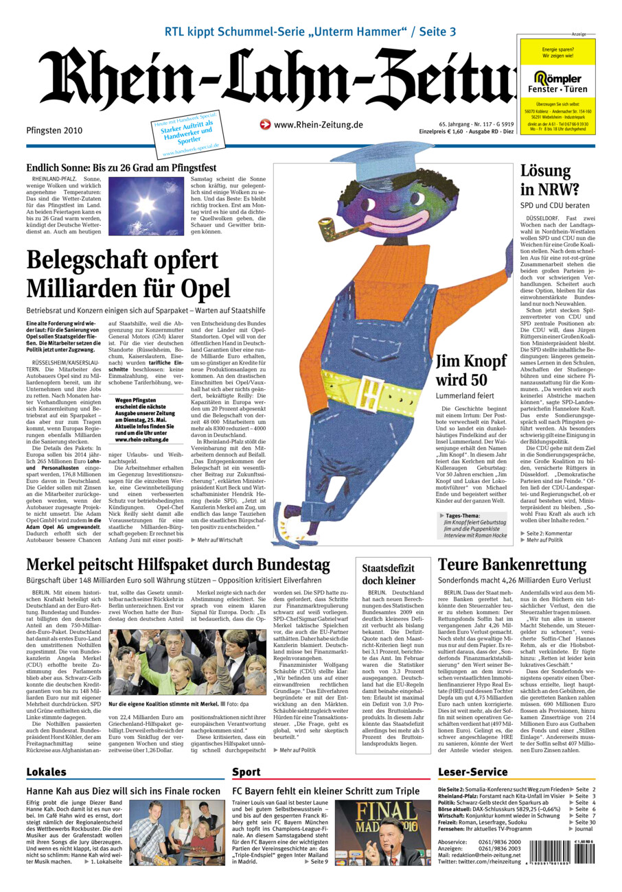 Rhein-Lahn-Zeitung Diez (Archiv) vom Samstag, 22.05.2010